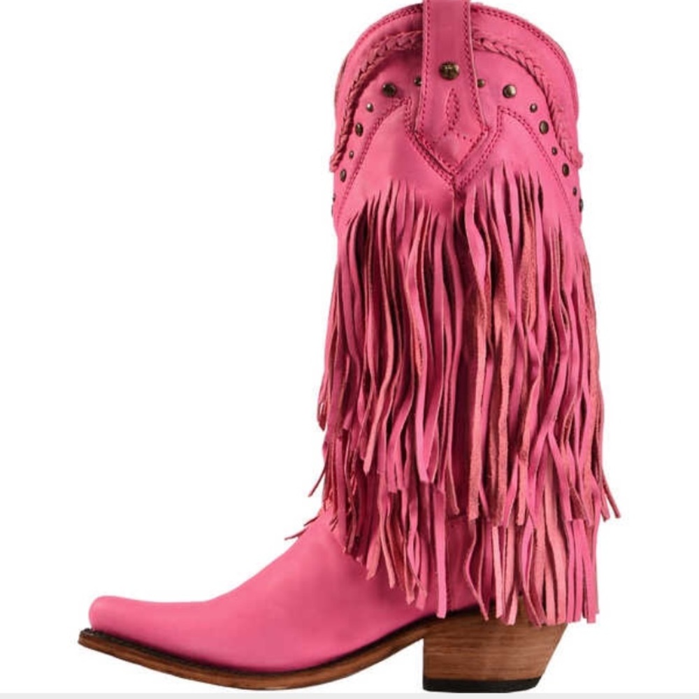LIBERTY Black Pink Fringe Western Boots